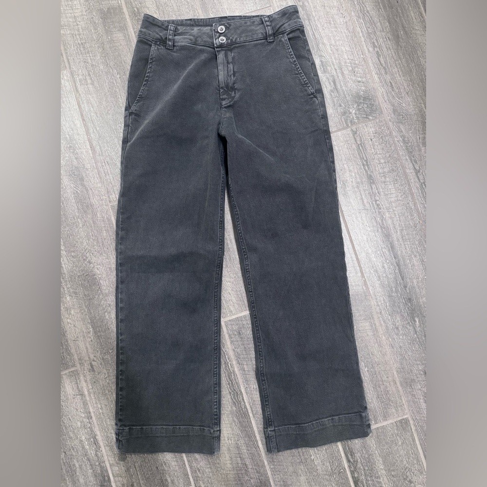 Anthropologie Cloth‎ & Stone Womens Wide Leg Cropped Pants Size 24 Washed Black